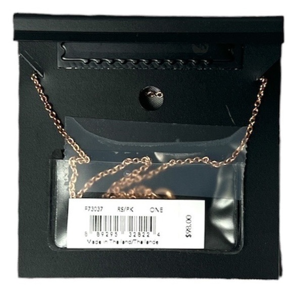 Coach emerald cut rose gold/ pink crystal necklace NWT - Picture 3 of 4